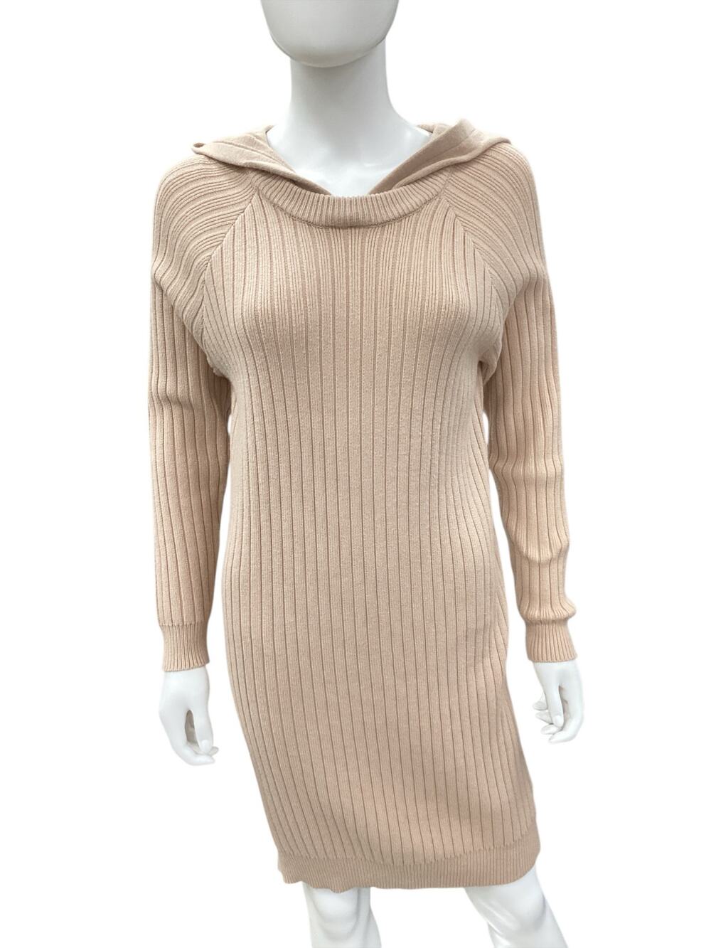Saturday Sunday By Anthropologie Dress Women’s Size M Sweater Dress Hoodie Tan
